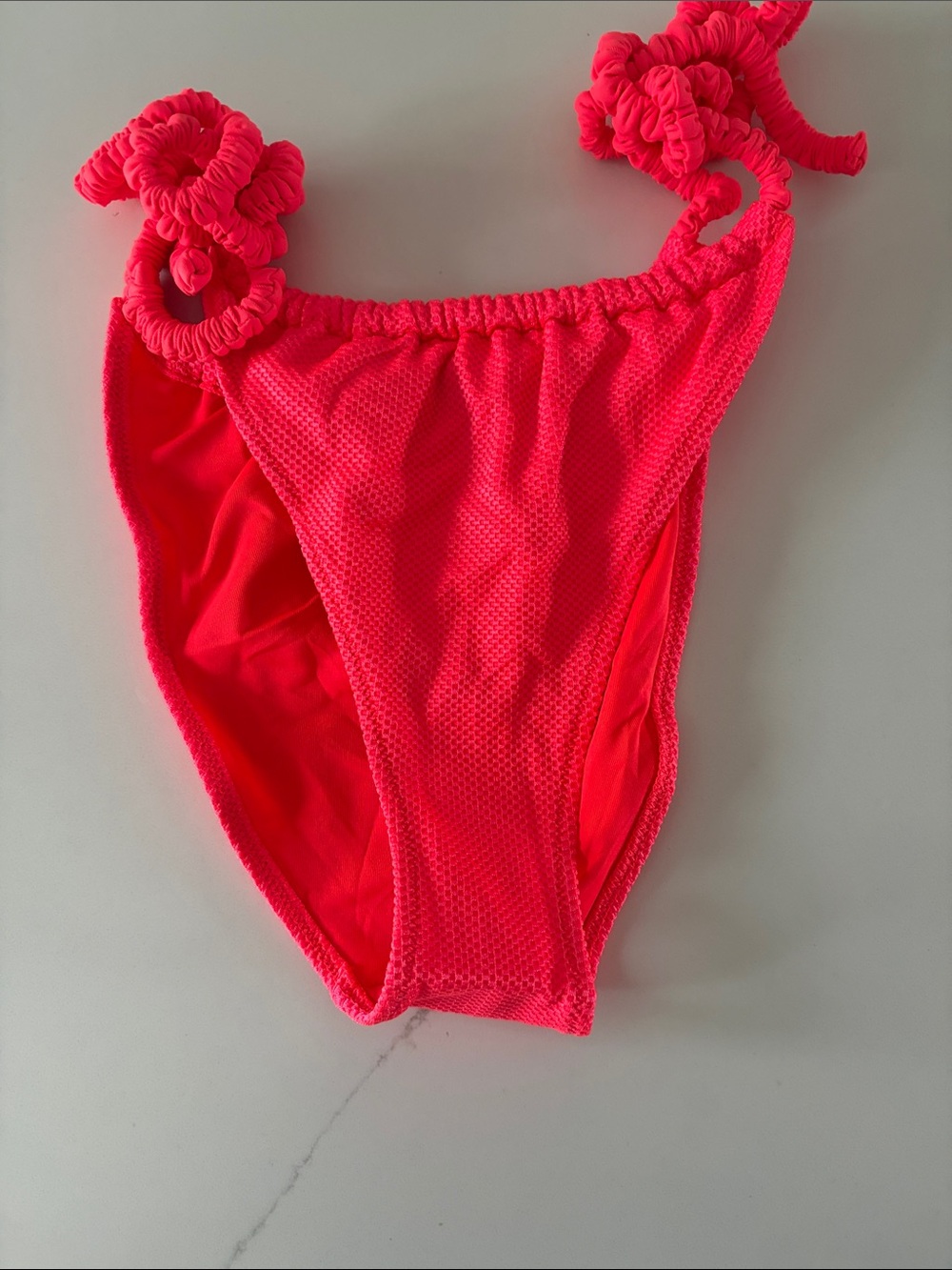 aerie Neon Pink Ruffle Strap Swim Bottoms